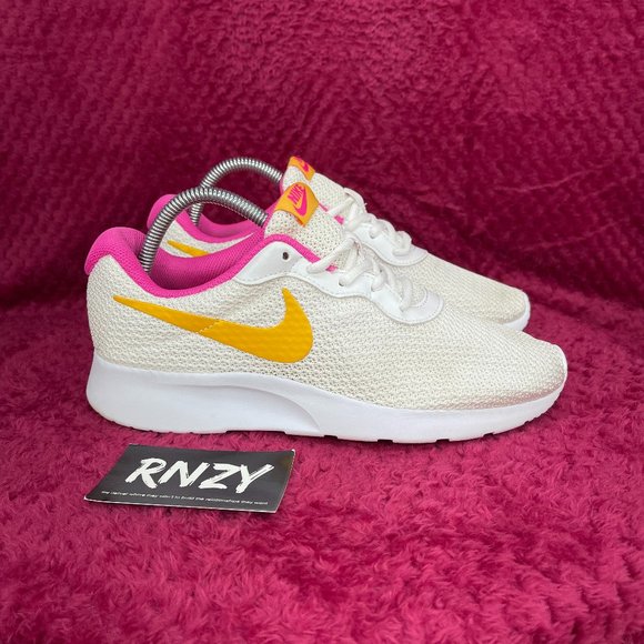 Nike Shoes - Nike Tanjun White University Gold Pink Running Sneakers